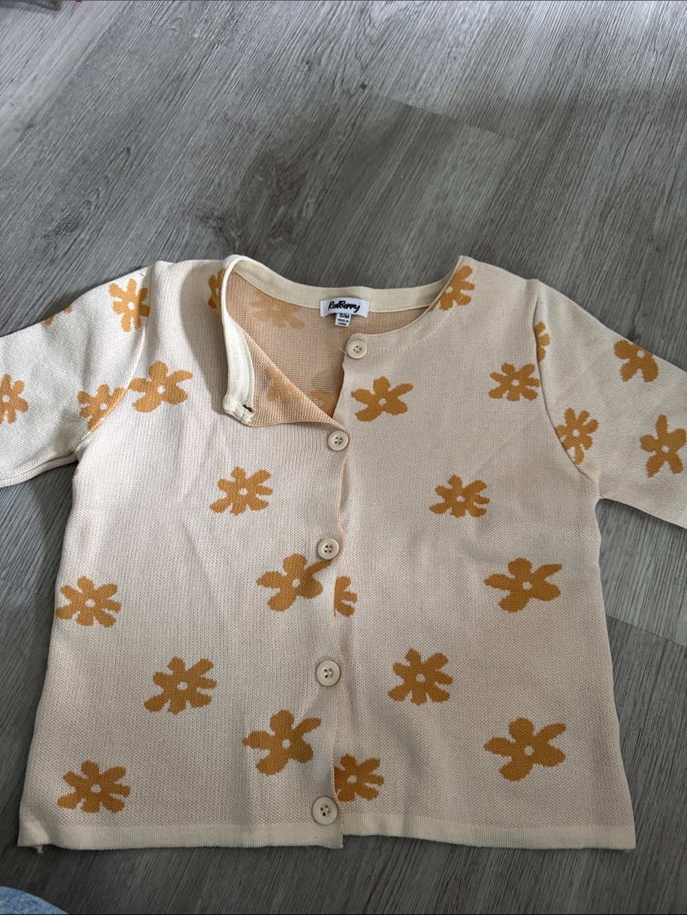 Cream Cardigan with Mustard Floral Pattern